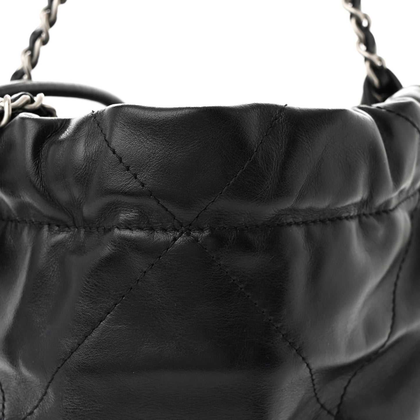 Shiny Calfskin Quilted Mini Chanel 22 Black