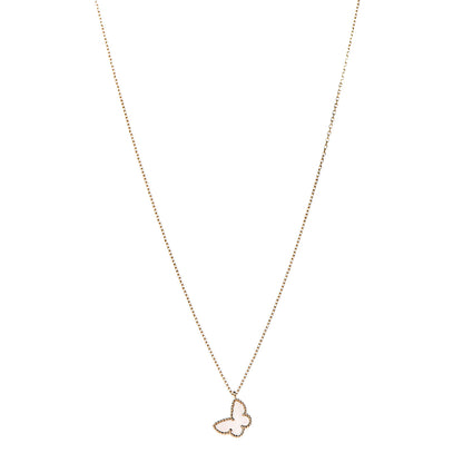 Van Cleef & Arpels 18K Yellow Gold Mother of Pearl Sweet Alhambra Butterfly Pendant Necklace 1 of 8