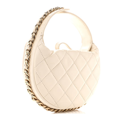 Chanel Lambskin Quilted Chain Around Pouch Hobo White 3 of 11