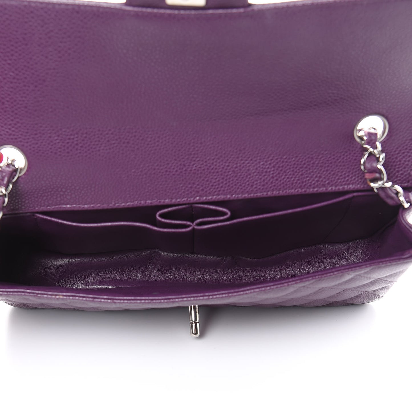 Caviar Quilted East West Flap Purple