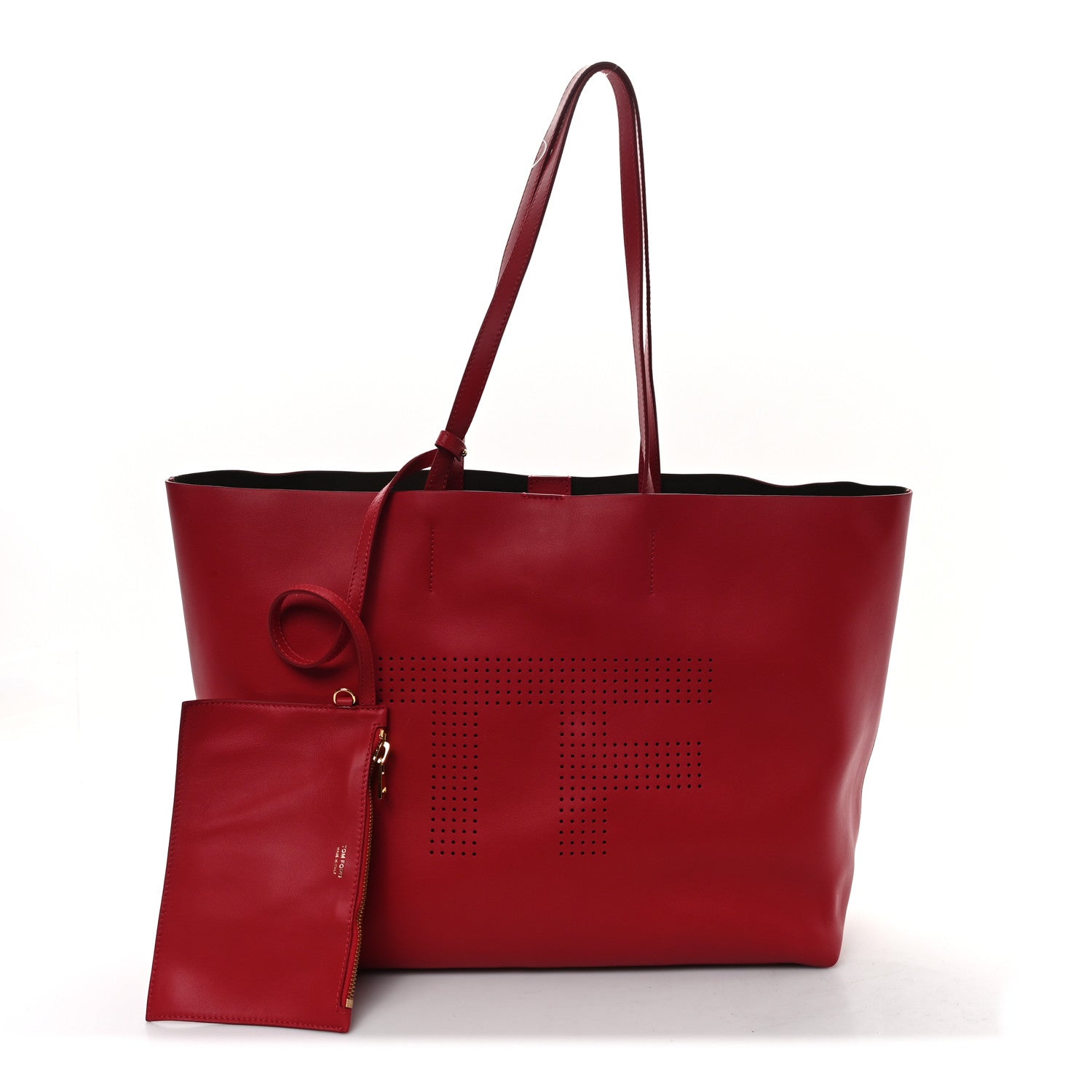 Tom Ford Calfskin Perforated Logo Tote Red 3 of 11