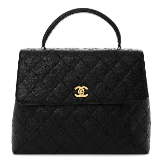 Caviar Quilted Jumbo Kelly Flap Black