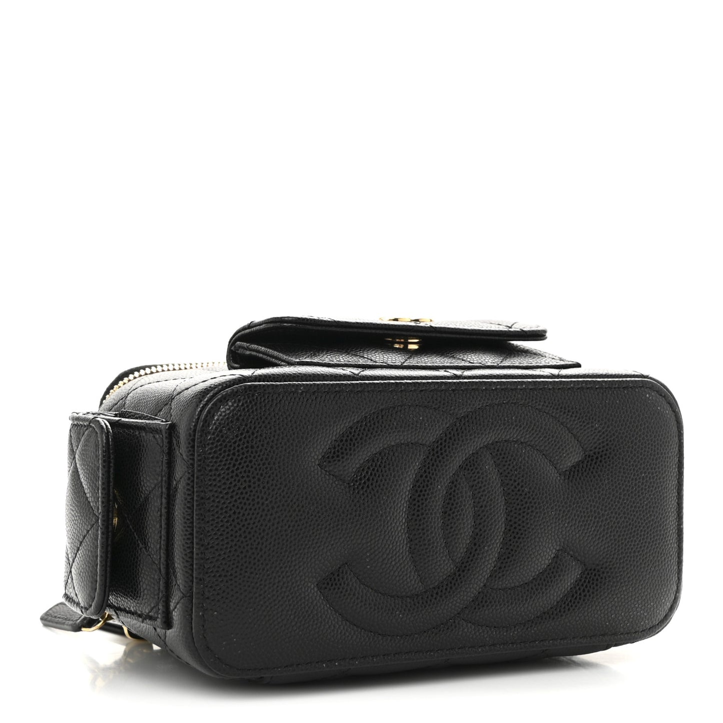 Caviar Quilted Polly Pocket East West Top Vanity With Chain Black