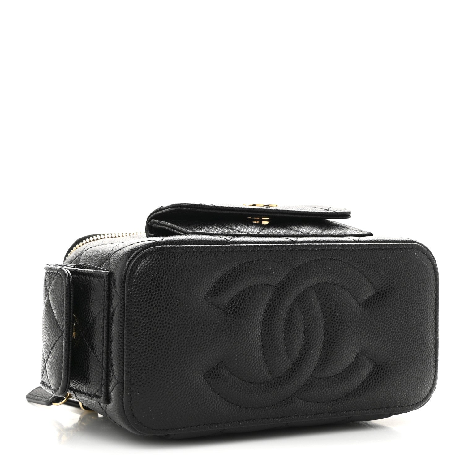 Chanel Caviar Quilted Polly Pocket East West Top Vanity With Chain Black 4 of 11