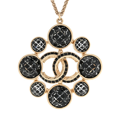 Chanel Gripoix Poured Glass Crystal CC Pendant Necklace Black Gold 4 of 7