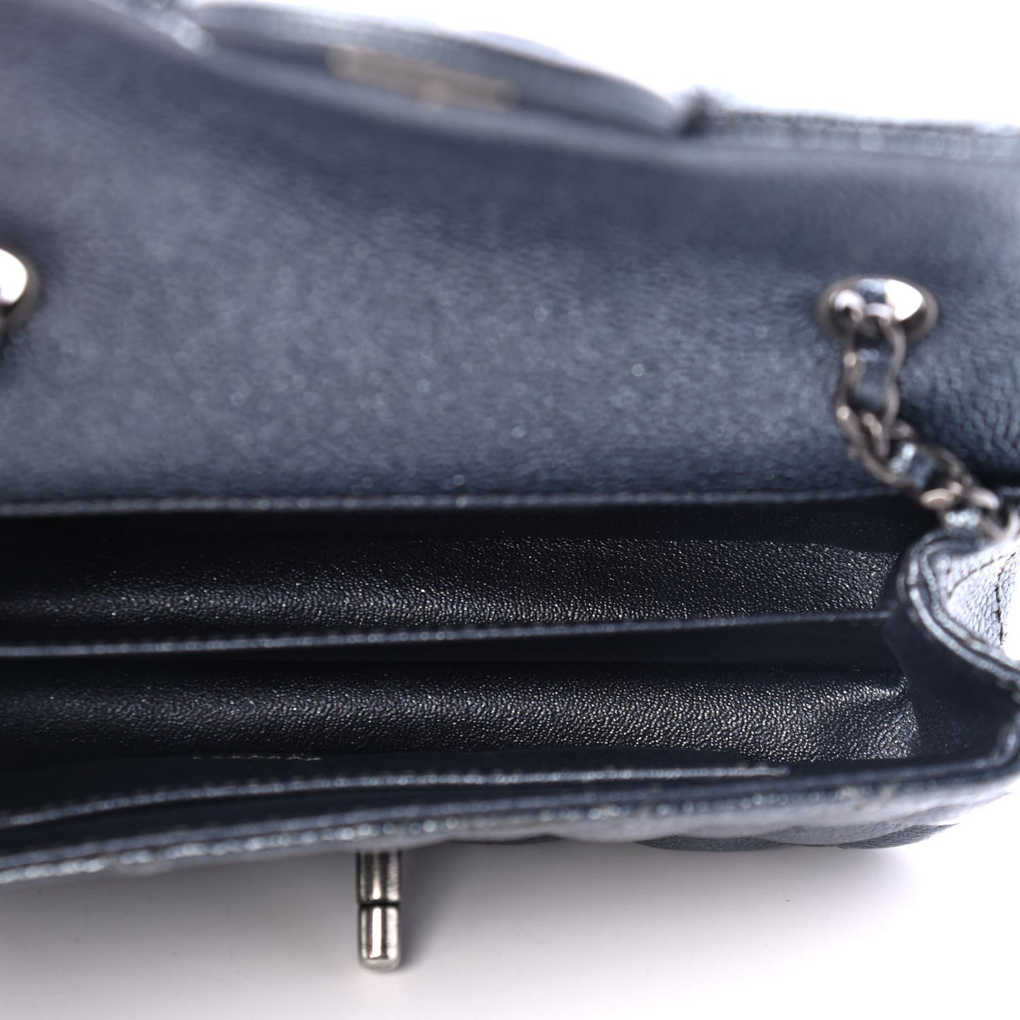 Metallic Caviar Quilted Extra Mini Flap Dark Grey