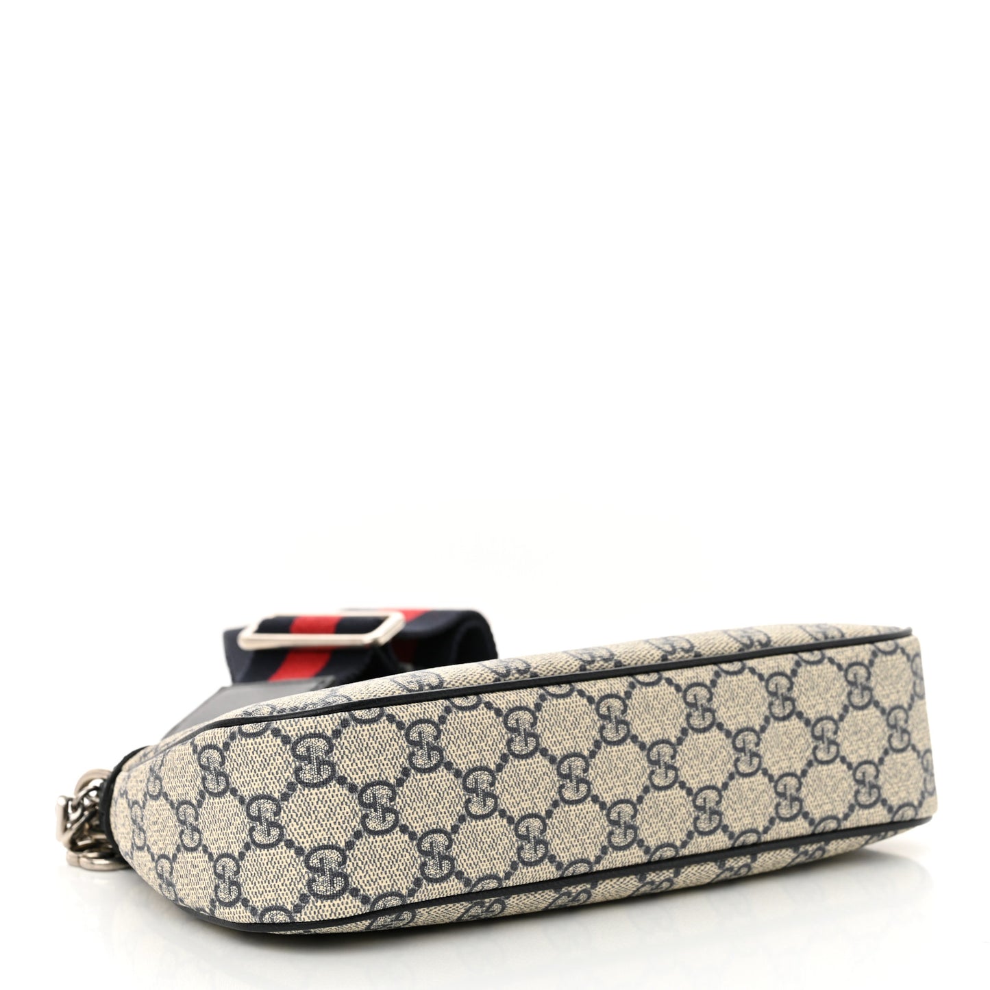 GG Supreme Monogram Textured Dollar Calfskin Web Small Ophidia GG Handbag Beige Blue