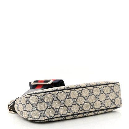 Gucci GG Supreme Monogram Textured Dollar Calfskin Web Small Ophidia GG Handbag Beige Blue 4 of 13
