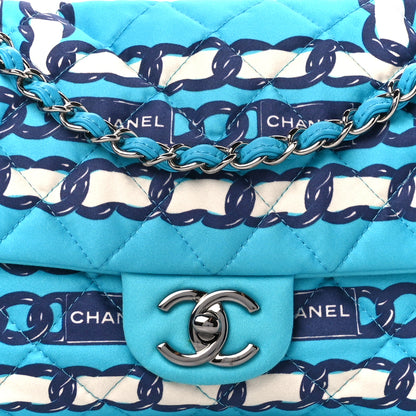 Chanel Silk Chain Printed Medium Single Flap Blue 9 of 11