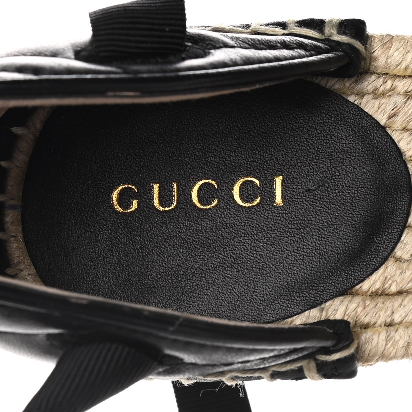 Nappa Matelasse GG Marmont Ankle Wrap Platform 35/120mm Espadrille Wedges 37.5 Black