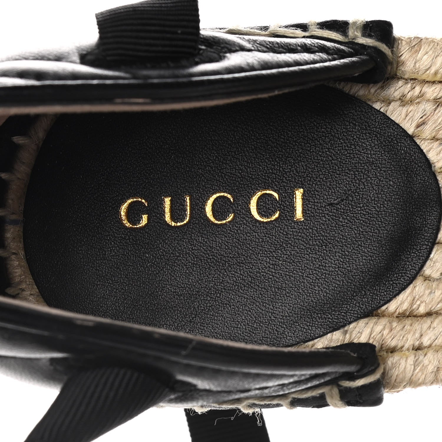 Gucci Nappa Matelasse GG Marmont Ankle Wrap Platform 35/120mm Espadrille Wedges 37.5 Black 7 of 9