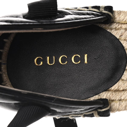 Gucci Nappa Matelasse GG Marmont Ankle Wrap Platform 35/120mm Espadrille Wedges 37.5 Black 7 of 9