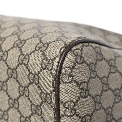 Gucci GG Supreme Monogram Textured Dollar Calfskin Web Medium Savoy Duffle Bag Beige Dark Brown 10 of 10