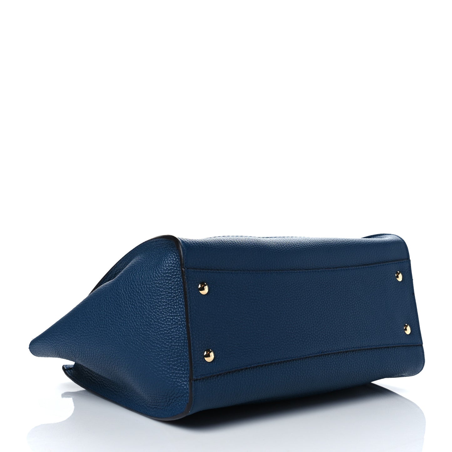 Hammered Calfskin Double Handle Medium Amy Tote Blue Beige