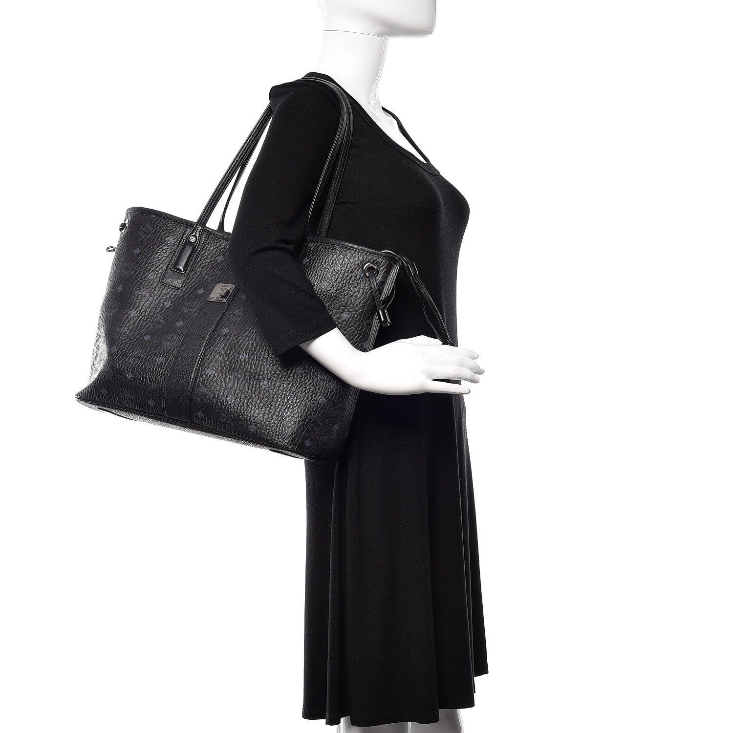 MCM Visetos Medium Liz Reversible Shopper Tote Black 2 of 17