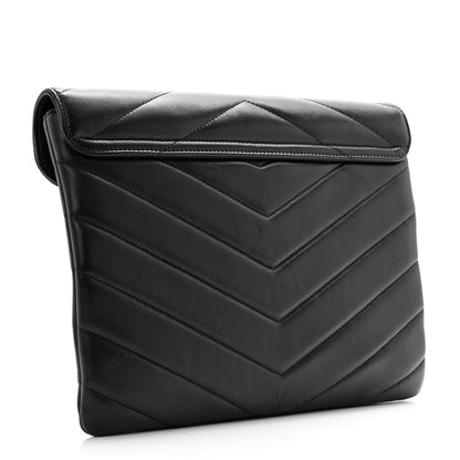 Chanel Lambskin Chevron CC Button Clutch Black 3 of 11