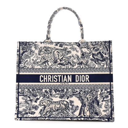 Christian Dior Canvas Embroidered Large Dioriviera Toile De Jouy Book Tote Blue 1 of 13