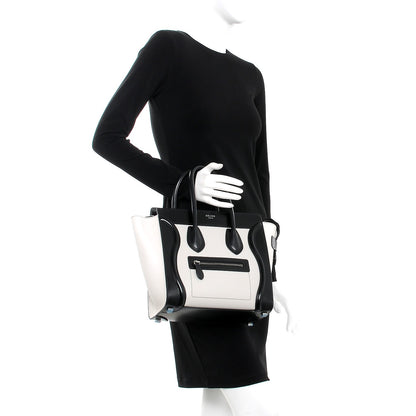 Celine Sleek Calfskin Micro Bi-Color Luggage Black White 2 of 8