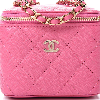 Chanel Caviar Quilted Mini Vanity Case With Chain Pink 7 of 10
