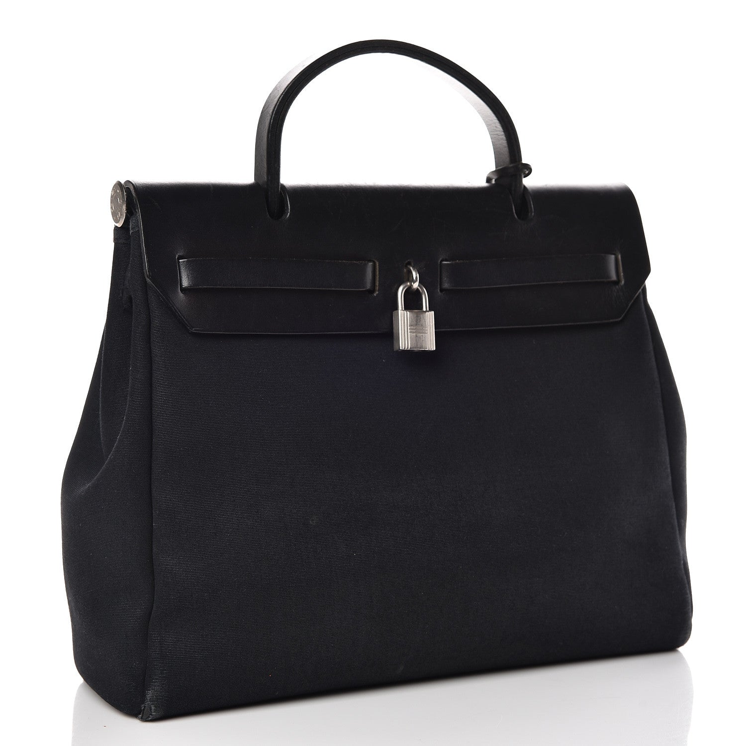 Hermes Toile Vache Calfskin Herbag 30 PM Black 4 of 22