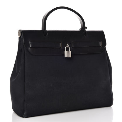 Hermes Toile Vache Calfskin Herbag 30 PM Black 4 of 22