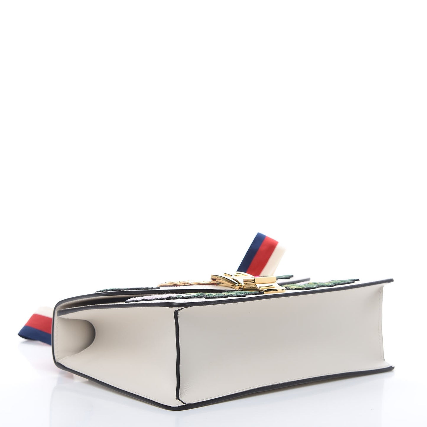 Calfskin Embroidered Small Sylvie Shoulder Bag White