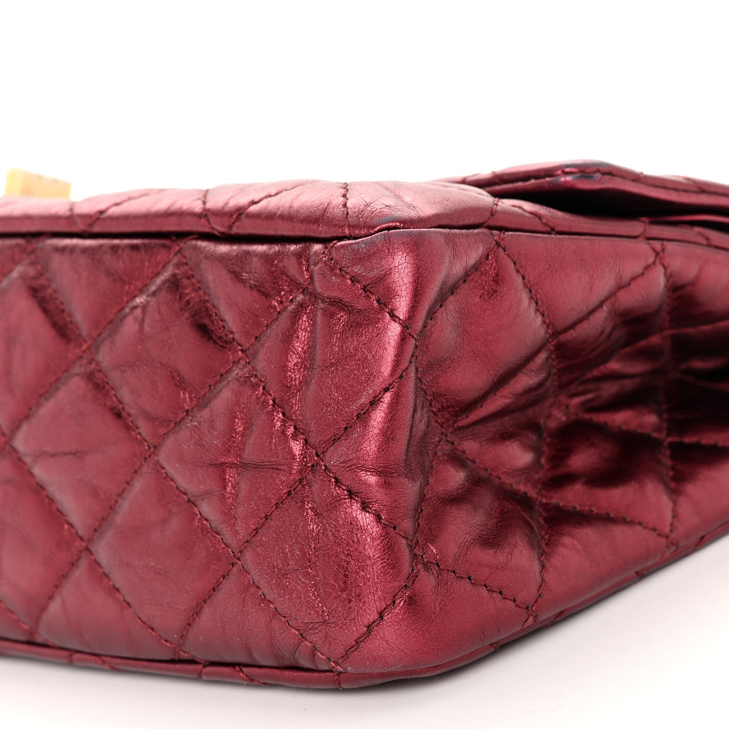 Metallic Aged Calfskin Quilted 2.55 Reissue 227 Flap Dark Red