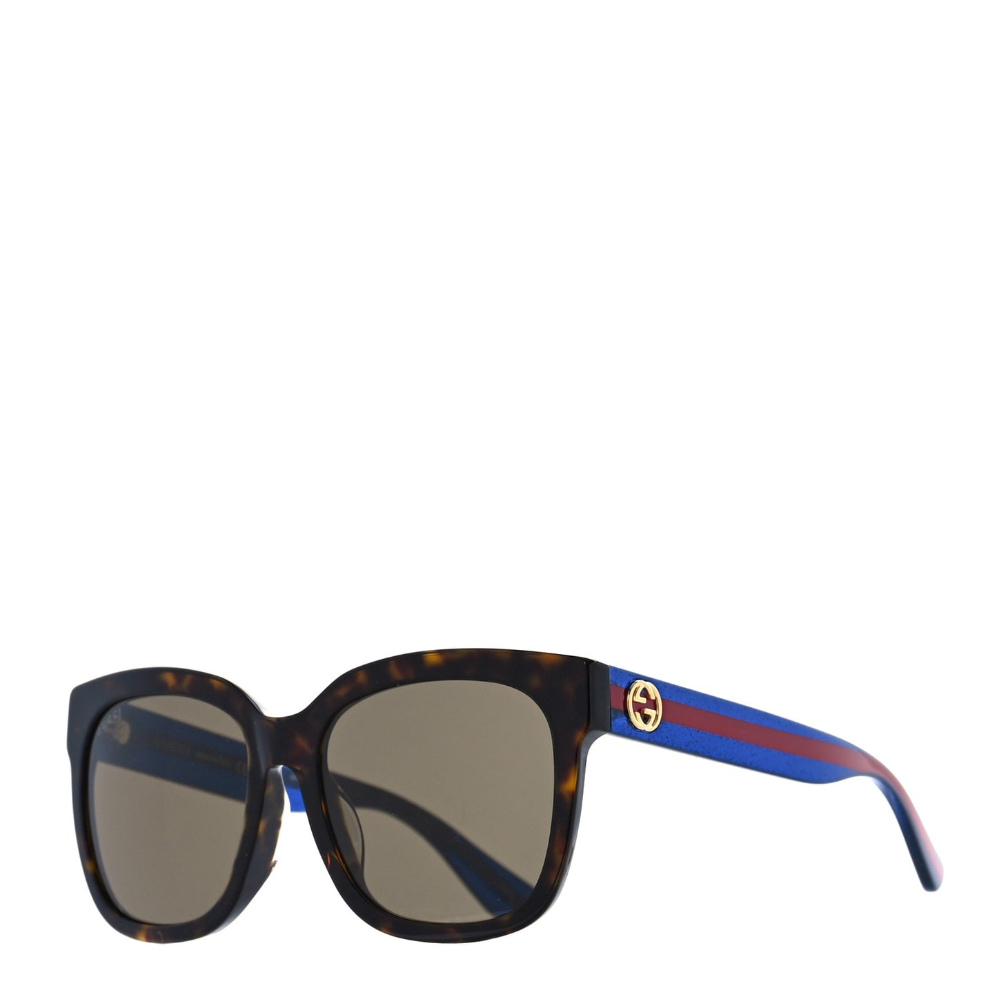Square Frame Glitter Sunglasses GG0034SA Tortoise Blue