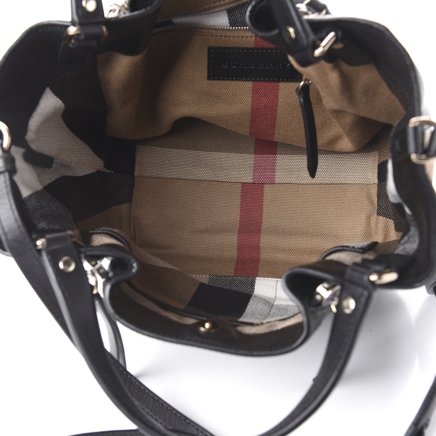 Burberry Grainy Calfskin House Check Small Maidstone Black 4 of 11