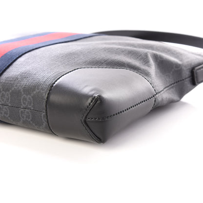 Gucci Soft GG Supreme Monogram Appia Calfskin Web East West Messenger Bag Black Grey 6 of 8