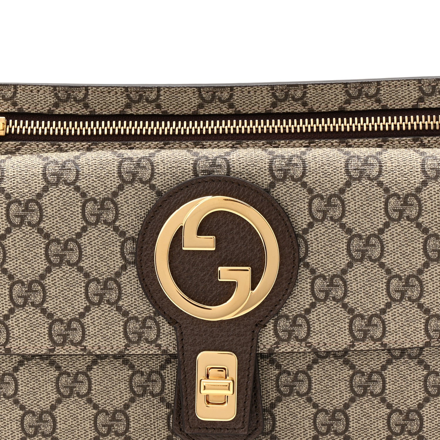 Gucci GG Supreme Monogram Textured Dollar Calfskin Blondie Belt Bag Beige Ebony New Acero 7 of 9