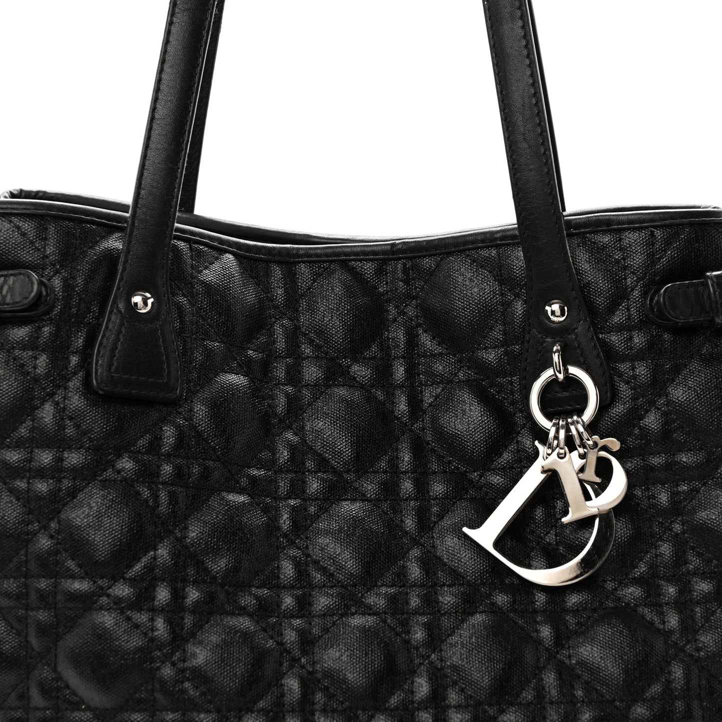 Coated Canvas Cannage Medium Panarea Tote Black