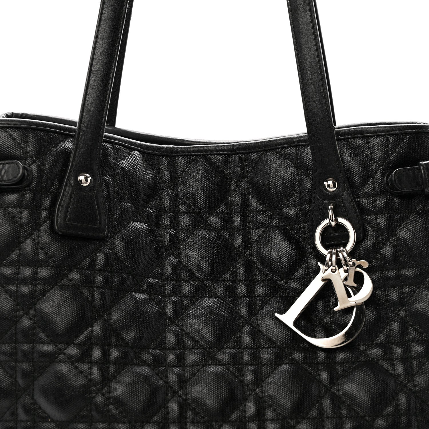 Christian Dior Coated Canvas Cannage Medium Panarea Tote Black 8 of 16
