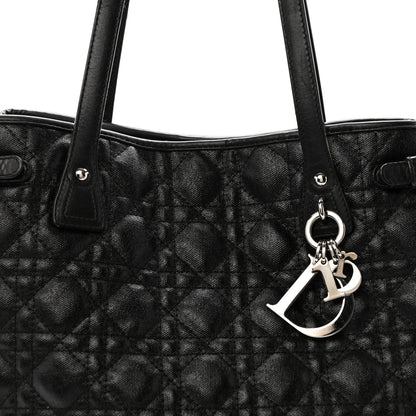 Christian Dior Coated Canvas Cannage Medium Panarea Tote Black 8 of 16