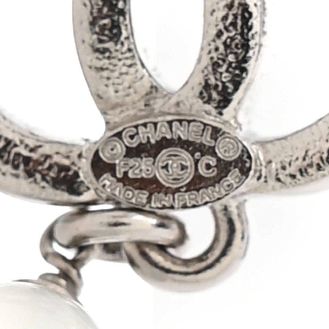 Chanel Crystal Pearl CC Drop Earrings Gold 4 of 5