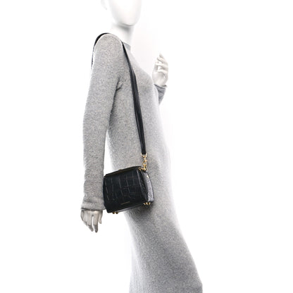 Alexander McQueen Calfskin Crocodile Embossed Box Shoulder Bag 19 Black 2 of 10