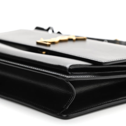 Saint Laurent Smooth Calfskin Medium Monogram Sunset Satchel Black 7 of 9