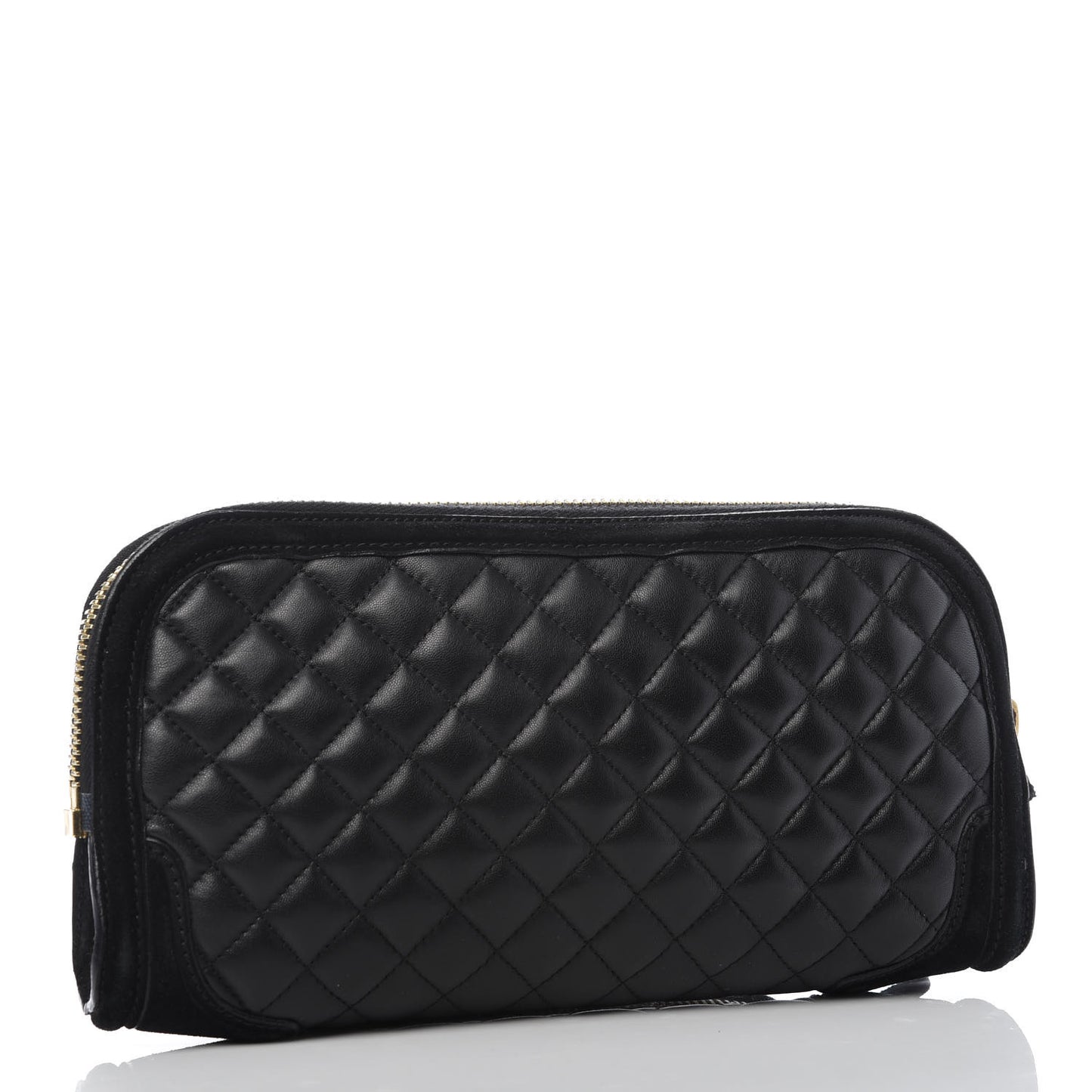 Nappa Suede Quilted Animal Clutch Black