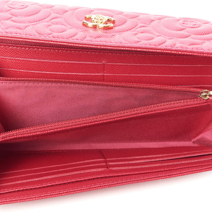 Chanel Caviar Camellia Embossed Flap Wallet Fuschia 6 of 9
