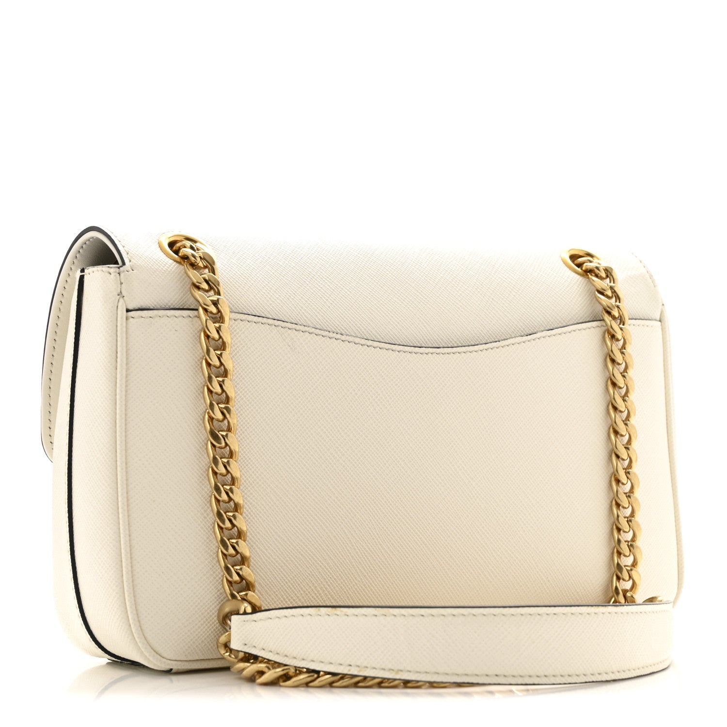 Prada Saffiano Flap Shoulder Bag Talco 3 of 16