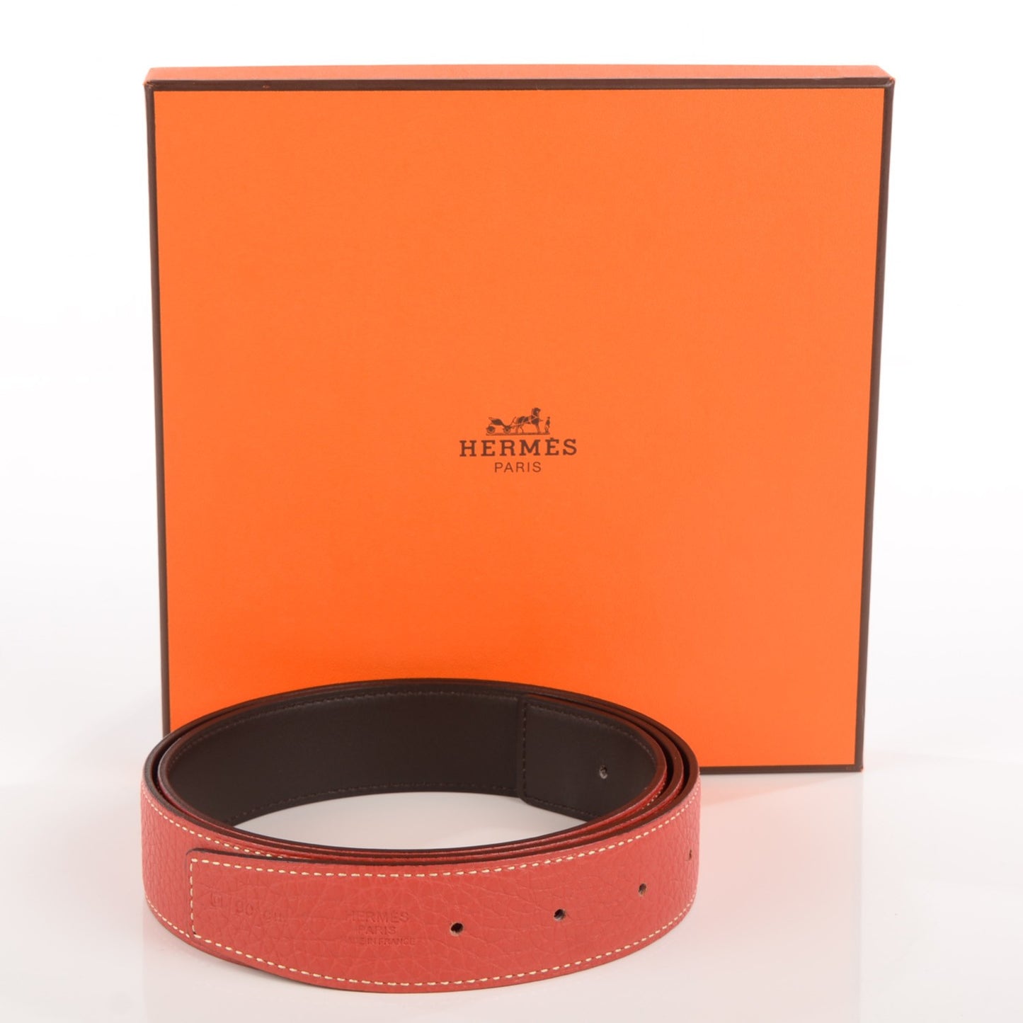 Togo Chamonix 32mm Belt Strap 90 Sanguine Chocolate