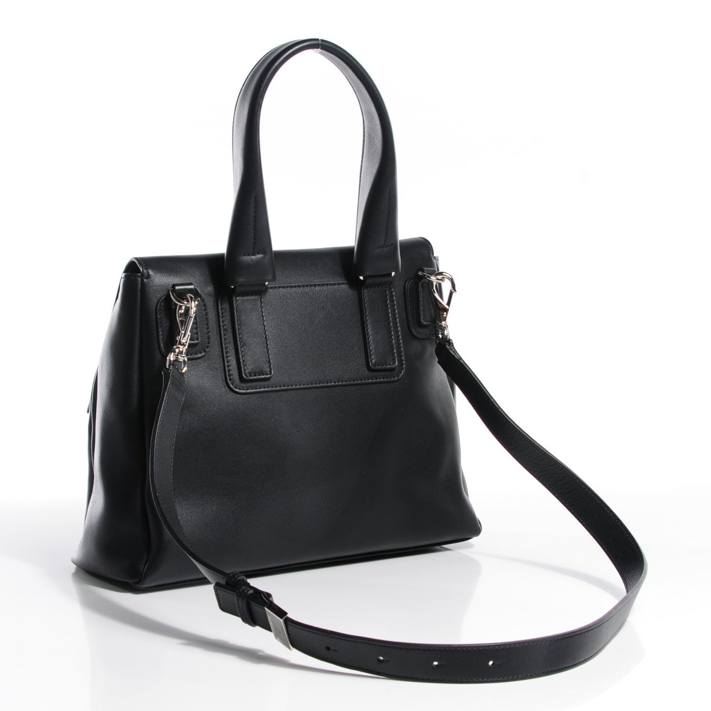 Calfskin Medium Bi-Color Pandora Pure Flap Bag Black White