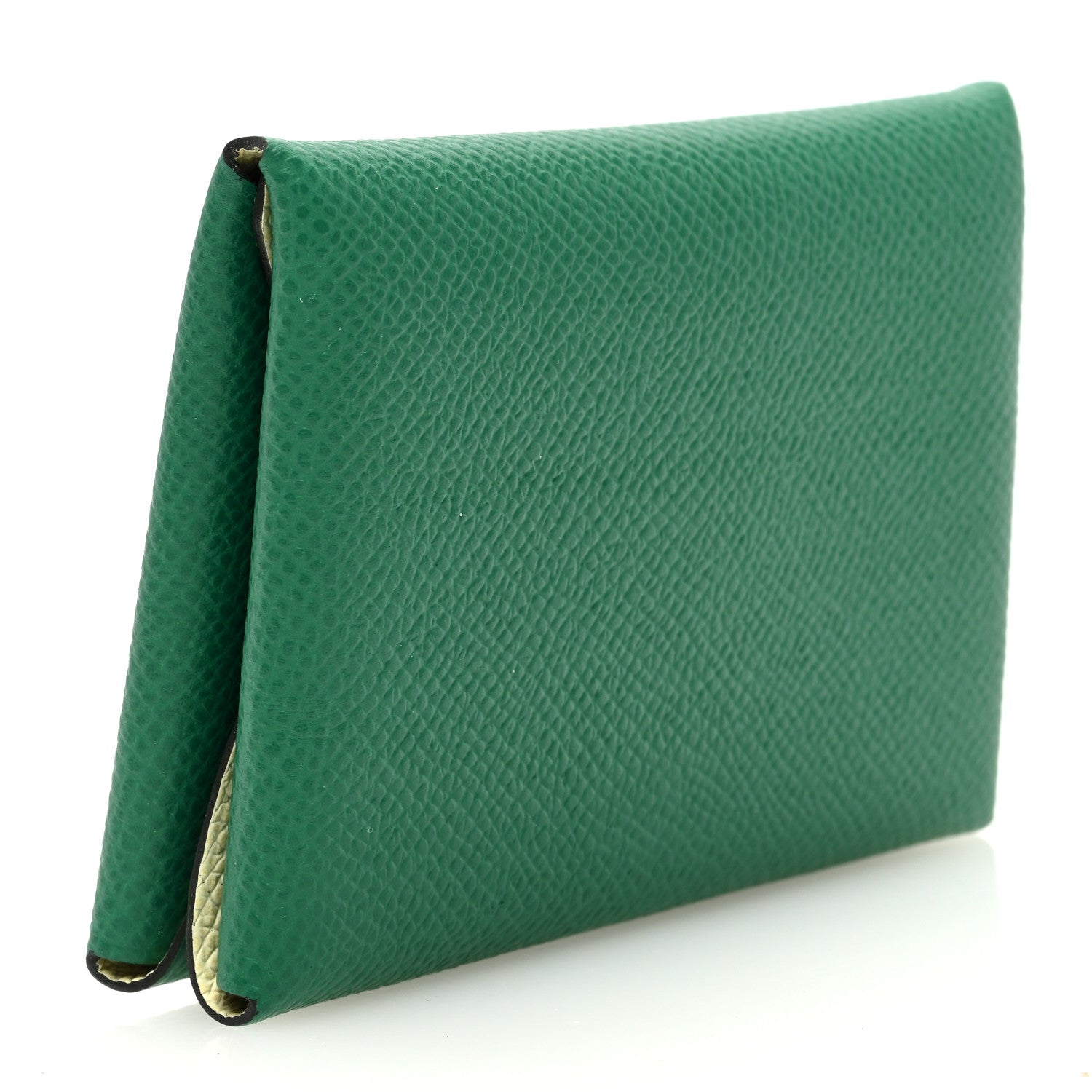 Hermes Epsom Verso Calvi Duo Card Case Vert Vertigo Jaune Milton 3 of 7