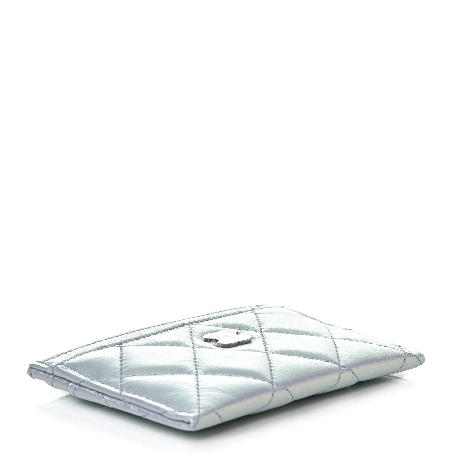 Chanel Iridescent Lambskin Quilted Card Holder Light Blue 4 of 8