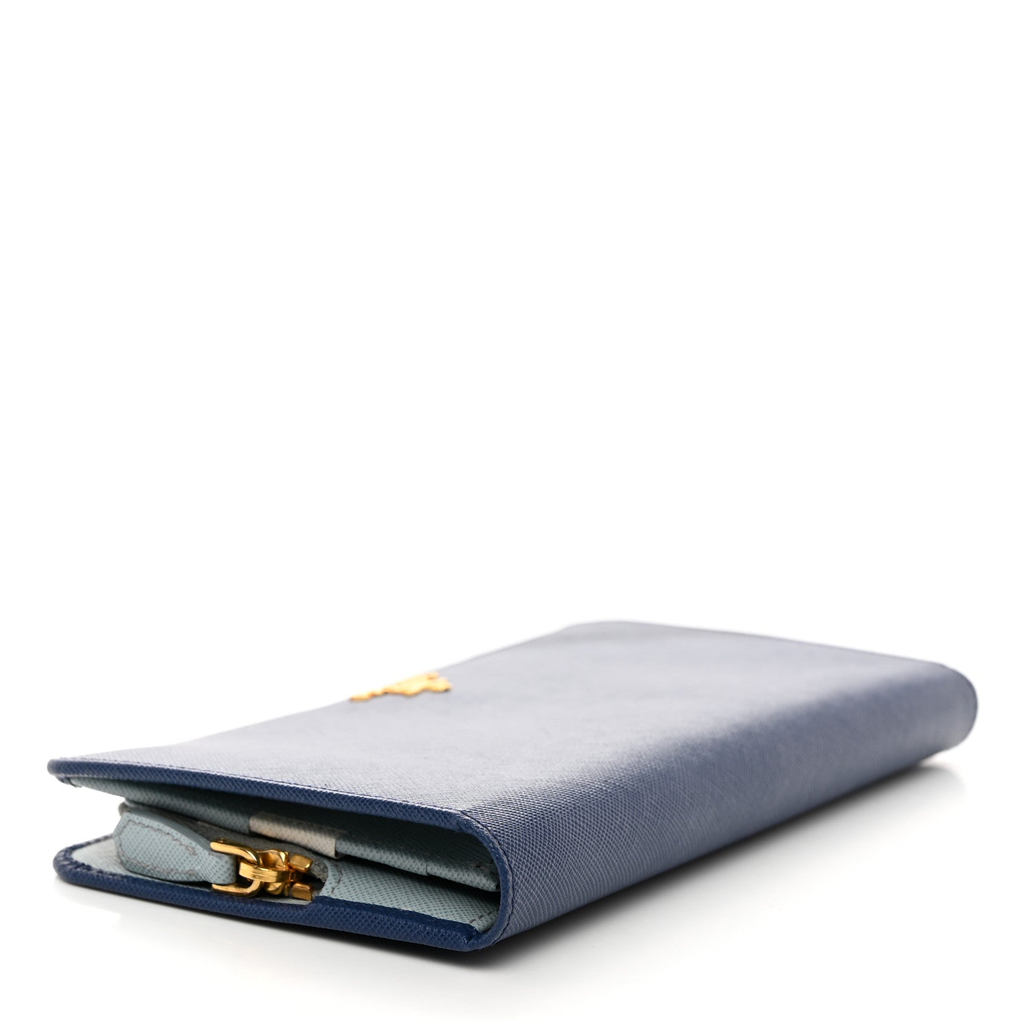Prada Saffiano Metal Double Snap Travel Wallet Cobalto 4 of 8