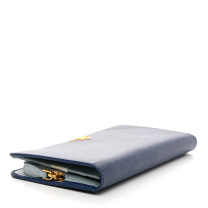 Prada Saffiano Metal Double Snap Travel Wallet Cobalto 4 of 8