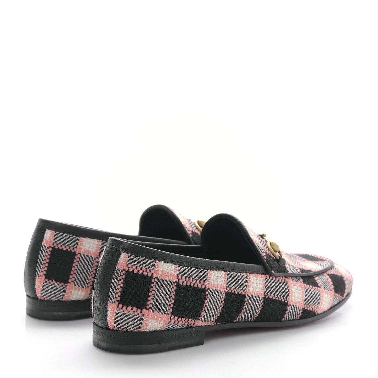 Tweed Check Horsebit Womens Jordaan Loafers 38 Black Pink Multicolor