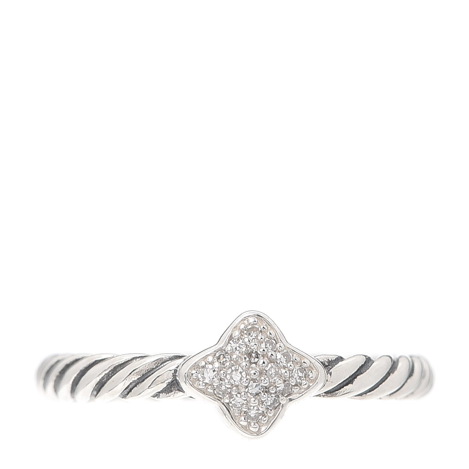 David Yurman Sterling Silver Diamond Quatrefoil Ring 49 5 1 of 5