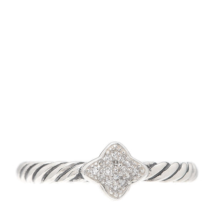 David Yurman Sterling Silver Diamond Quatrefoil Ring 49 5 1 of 5