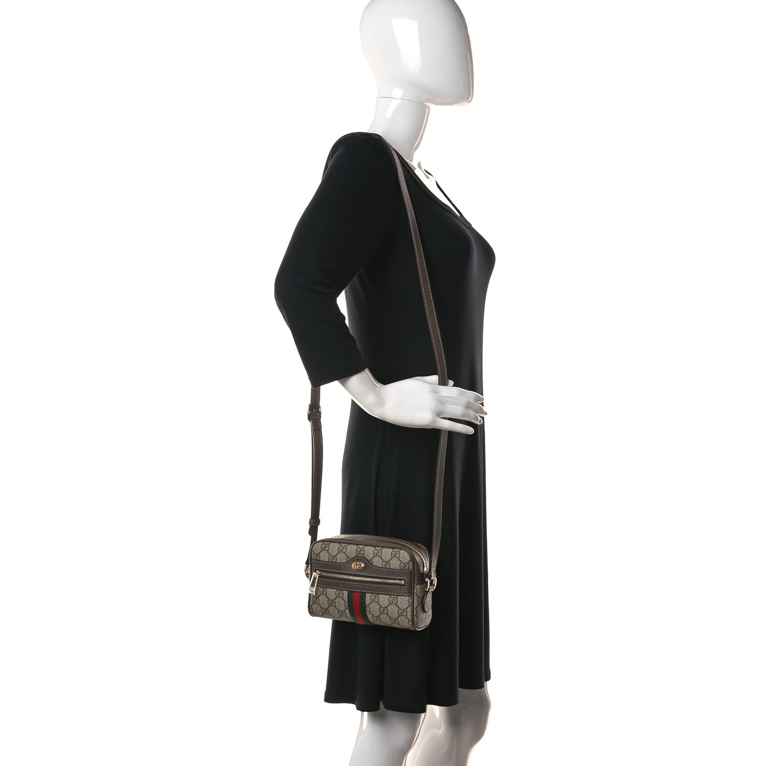 Gucci GG Supreme Monogram Web Mini Ophidia Shoulder Bag Brown 2 of 15